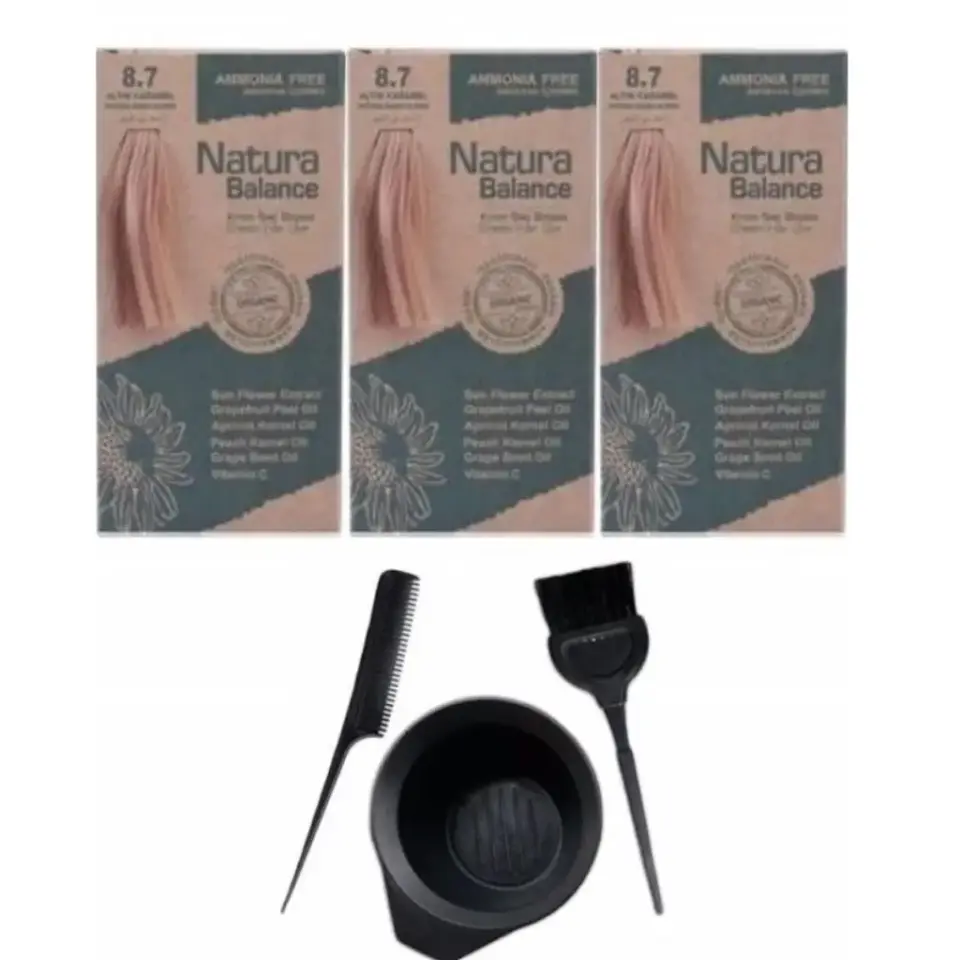 Natura Balance 8.7 Altın Karamel 3 Adet + Saç Boyama Seti