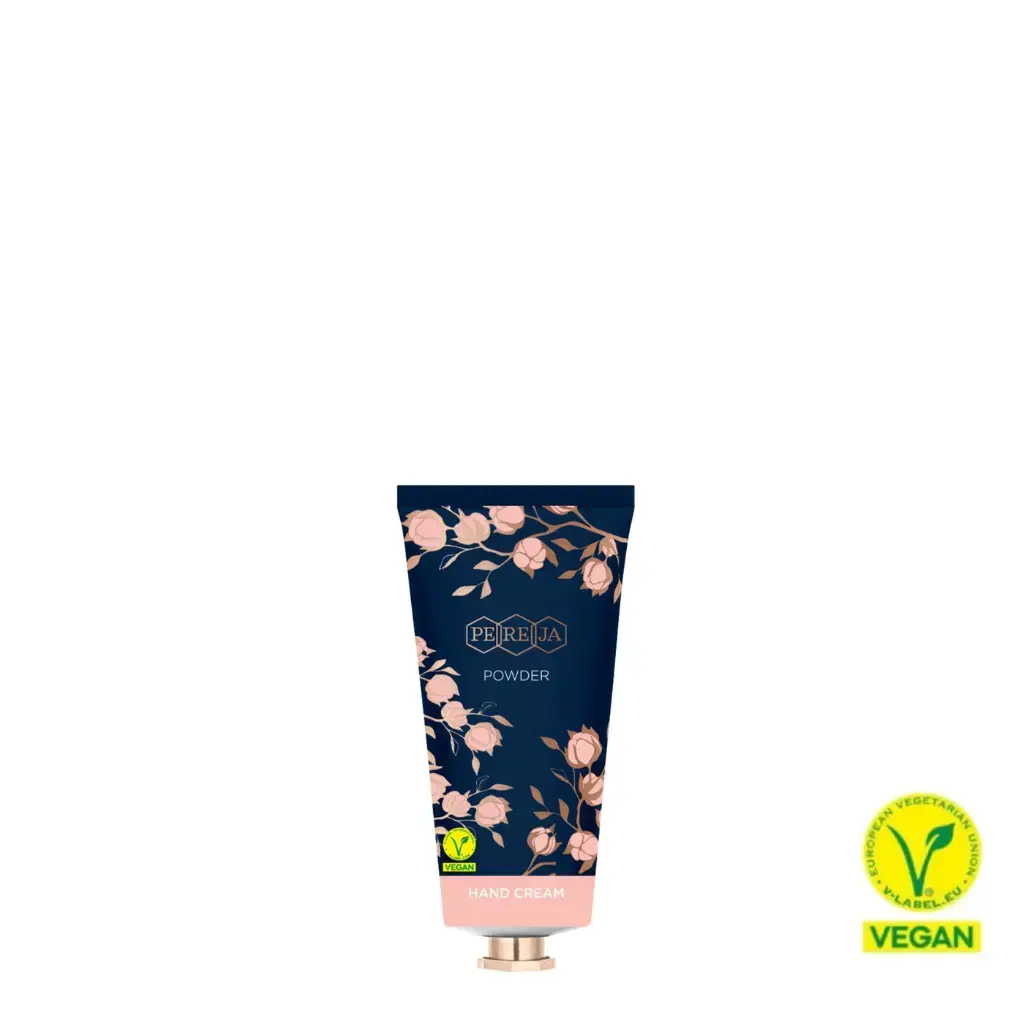 Pereja Pudra El Kremi 60 ml tüp, vegan, V-Label sertifikalı, yoğun nemlendirici el kremi