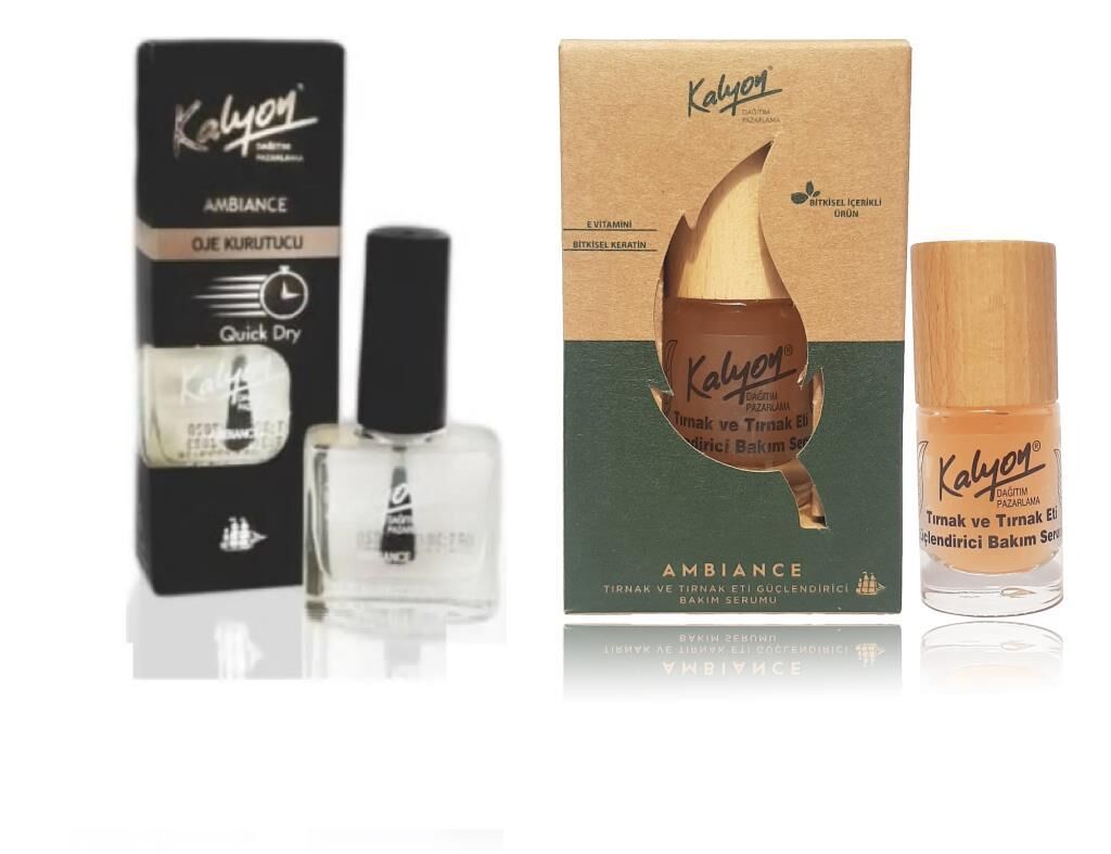 Kalyon Oje Kurutucu Fırçalı+Kalyon Bitkisel Tırnak ve Tırnak Eti Güçlendirici Bakım Serumu 11 Ml