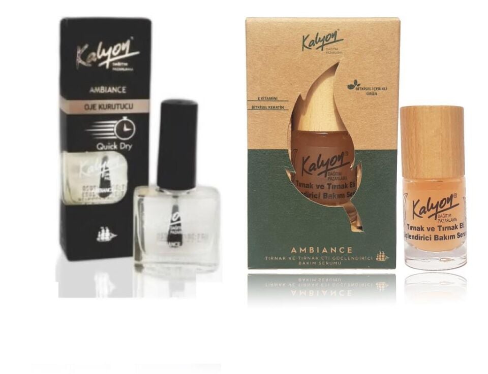 Kalyon Oje Kurutucu Fırçalı+Kalyon Bitkisel Tırnak ve Tırnak Eti Güçlendirici Bakım Serumu 11 Ml
