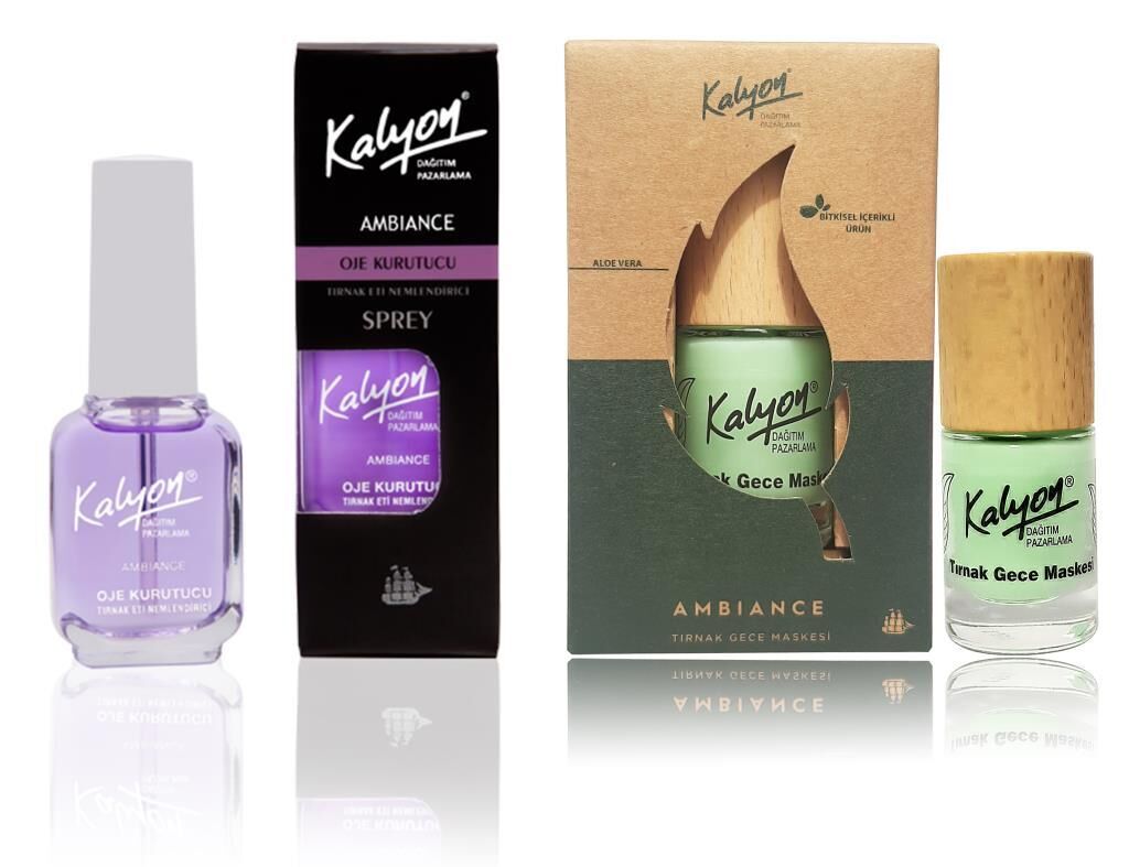 Kalyon Oje Kurutucu Sprey+Kalyon Bitkisel Tırnak Gece Maskesi 11 Ml