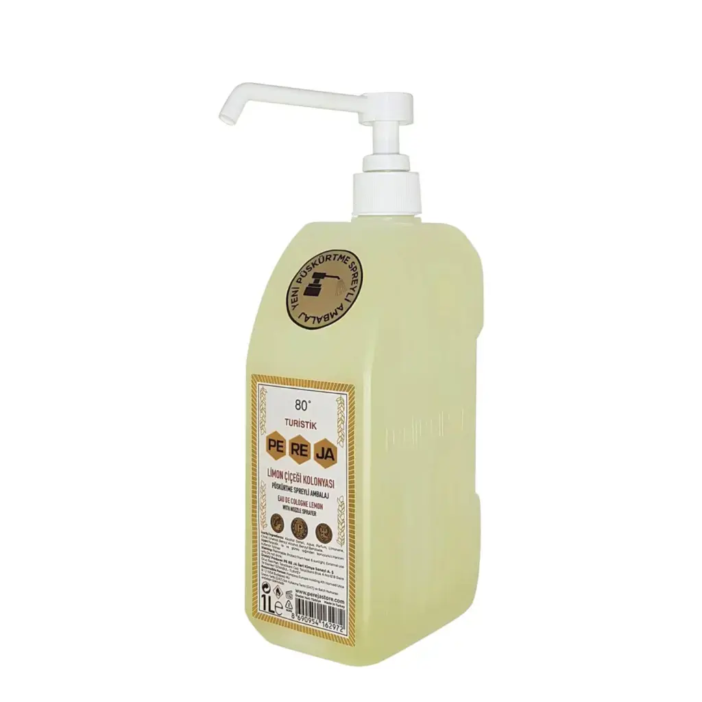 Pereja Limon Kolonyası 1 Lt pompalı şişe %80 alkol ferah limon kokulu kolonya