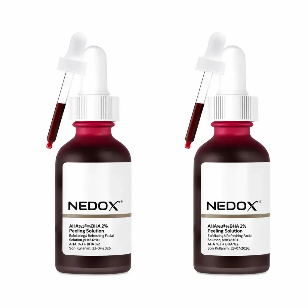 NEDOX 2 Adet Cilt Yenileyici Cilt Tonu Eşitleyici Kırmızı Peeling Serum 30 ml AHA BHA bakım serumu