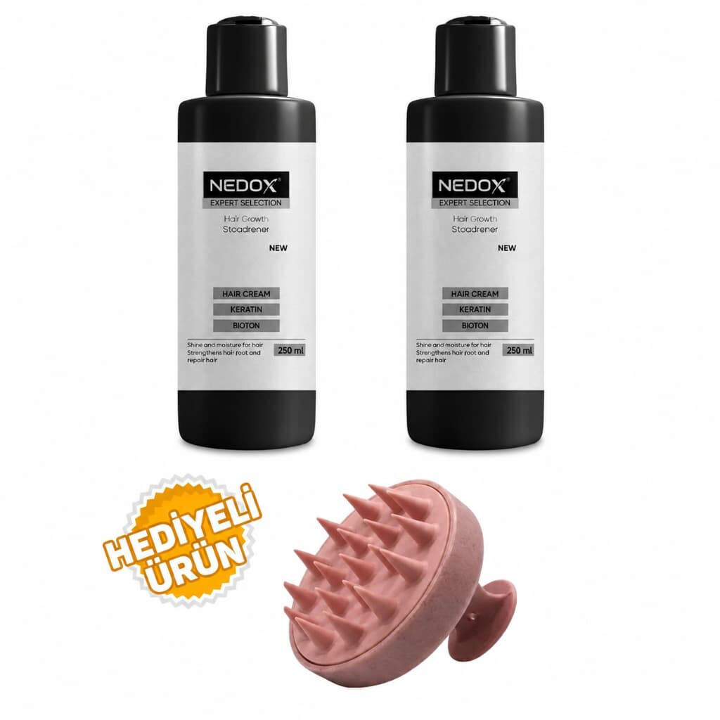 NEDOX 2 Adet Keratin Botoks Krem 250 ml ve saç masaj tarağı bakım seti