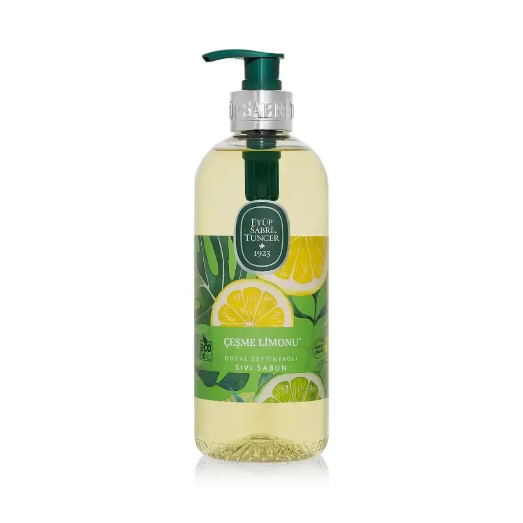 Eyüp Sabri Tuncer Çeşme Limonu Doğal Zeytinyağlı Sıvı Sabun 500 ml ferah limon kokulu pompalı sıvı sabun