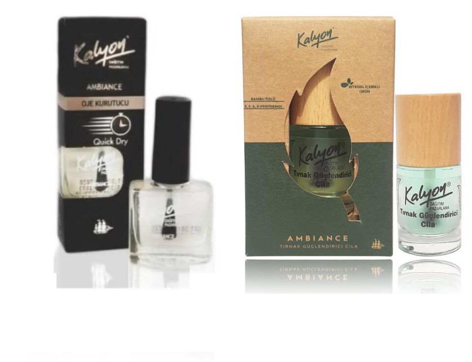 Kalyon Oje Kurutucu Fırçalı+Kalyon Bitkisel Tırnak Güçlendirici Cila 11 Ml