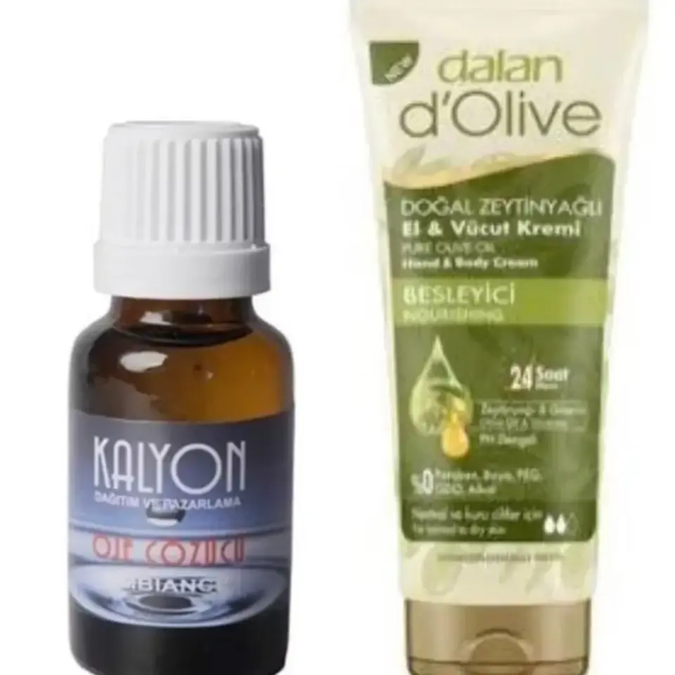 Kalyon Oje Çözücü ve Dalan Tüp Krem 20 ml oje temizleme ve el bakım seti