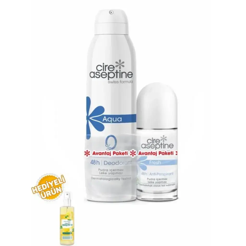 Cire Aseptine Aqua Deodorant 150 ml ve Fresh Roll-On 60 ml ikili avantaj paketi