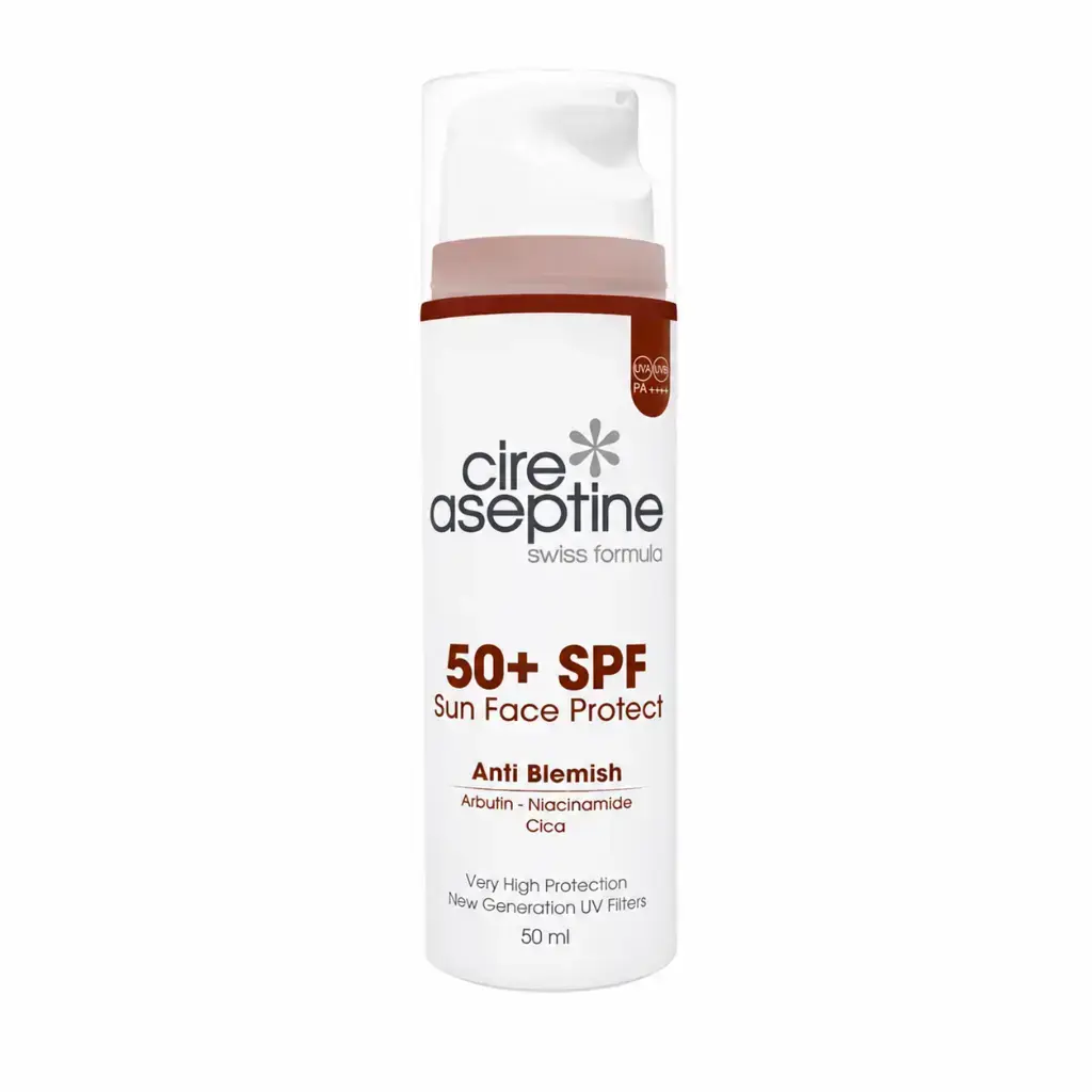 Cire Aseptine Sun Face Protect Anti-Blemish SPF50+ yüz güneş koruyucu krem 50 ml leke karşıtı günlük güneş bakımı