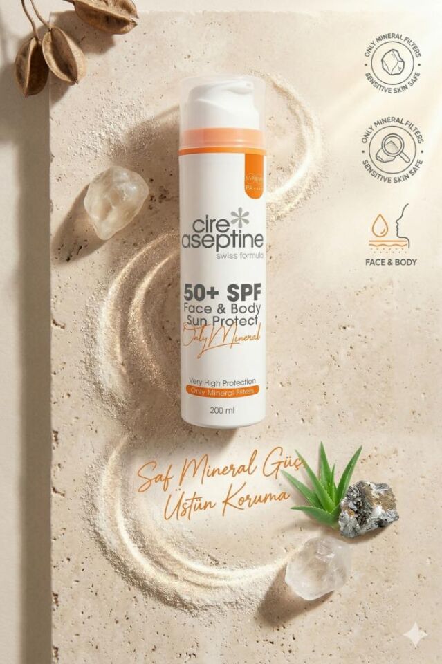 Cire Aseptine Airless Günes Koruyucu Yüz Vücut Kremi SPF 50+ Sun Protect 200 ml