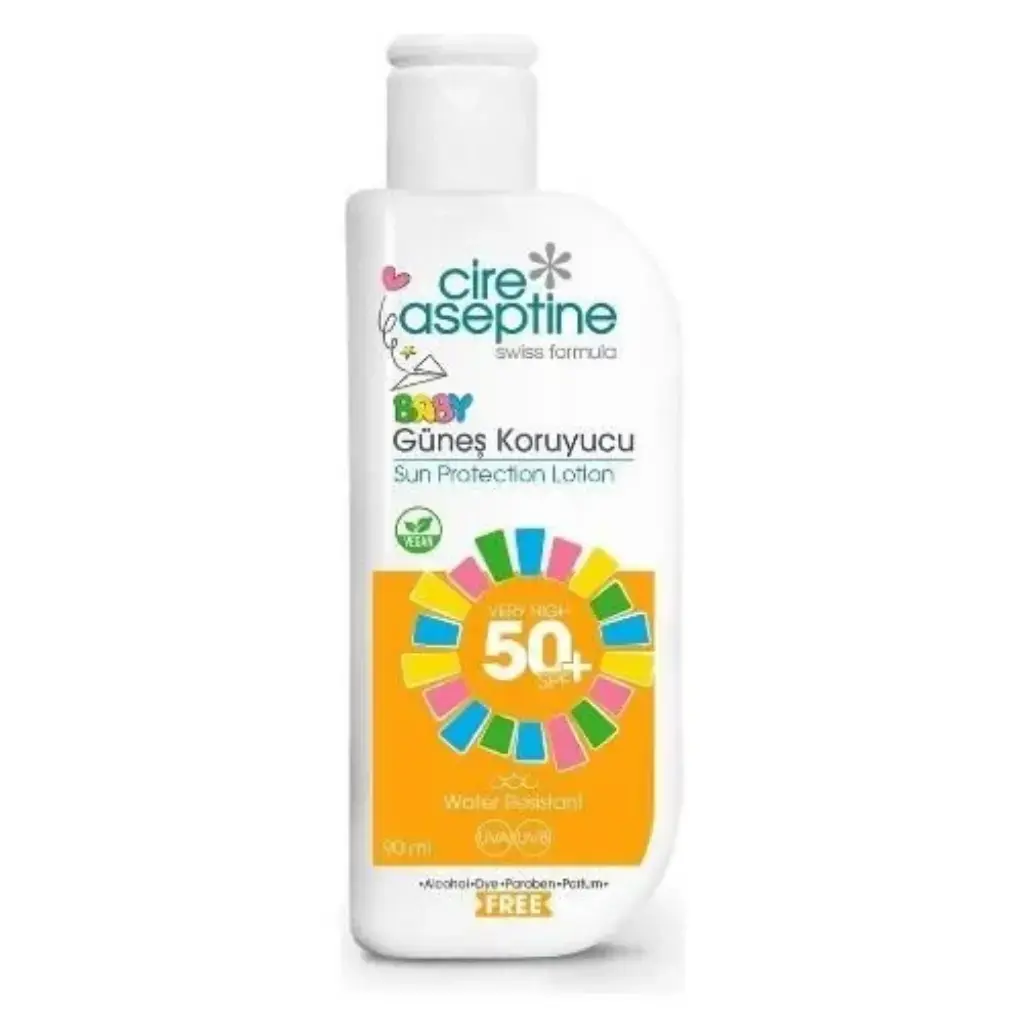 Cire Aseptine Sun Baby SPF50+ Güneş Koruyucu Losyon 90 ml bebek ve çocuklar için yüksek korumalı güneş losyonu