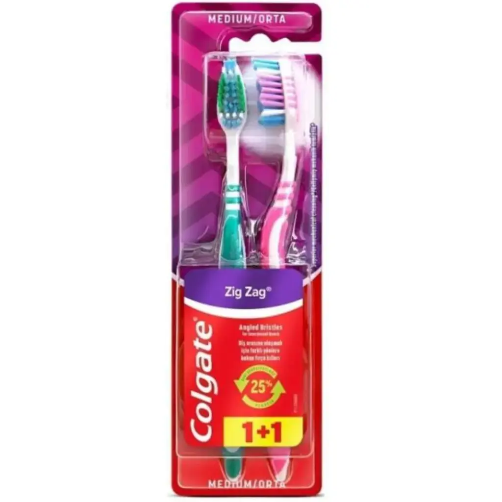 Colgate Zigzag Orta Diş Fırçası 1+1 paket toplam 2 adet orta sertlikte diş fırçası