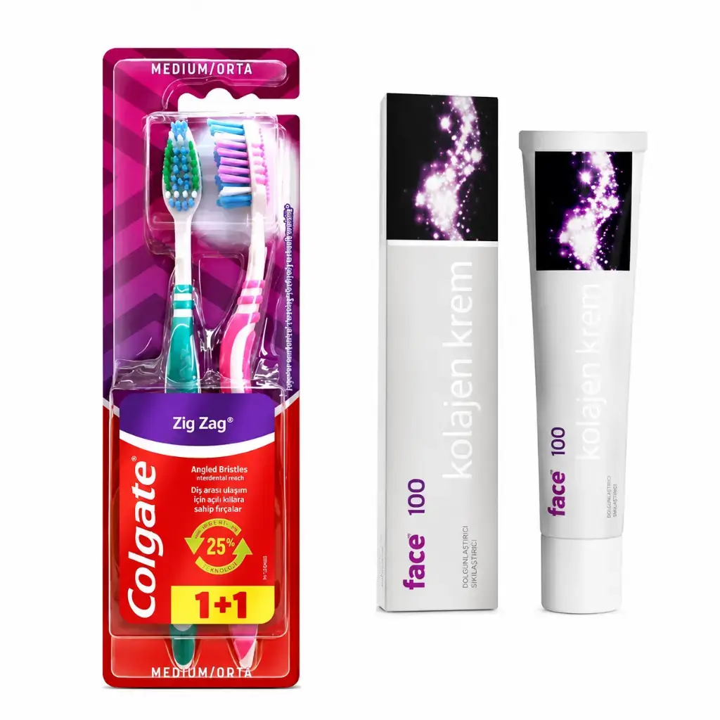 Colgate Zigzag Orta Diş Fırçası 1+1 ve Foramen Whitening Beyazlatıcı Diş Macunu 125 gr ağız bakım seti