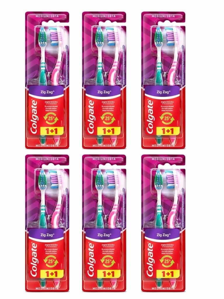 Colgate 6 Adet Zigzag Orta Diş Fırçası 1+1