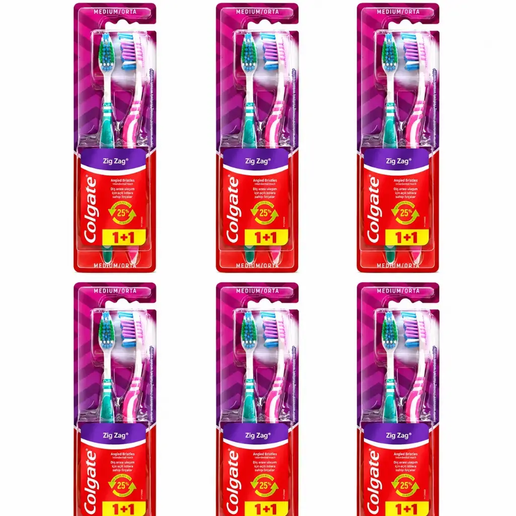 Colgate 6 Adet Zigzag Orta Diş Fırçası 1+1 toplam 12 adet diş fırçası