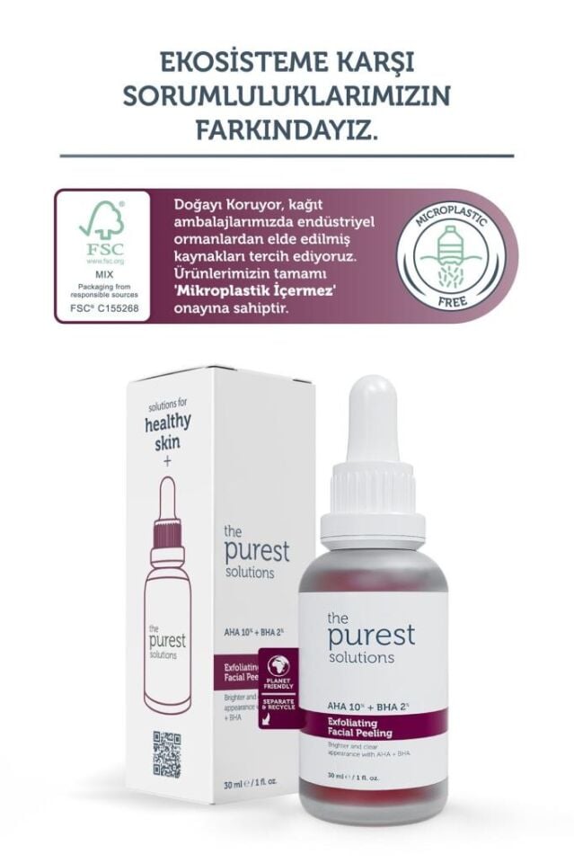 The Purest Solutions Aha & Bha Canlandırıcı & Cilt Tonu Eşitleyici Kırmızı Peeling Cilt Serumu 30 Ml (aha 10% + Bha 2%)