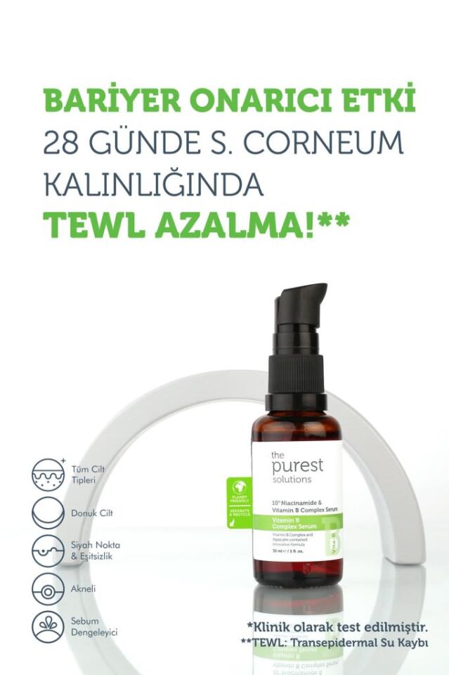 The Purest Solutions Yenileyici Ve Yatıştırıcı B Vitamini Cilt Bakım Serumu 30 Ml (%10 Niacinamide + Provitamin B5)