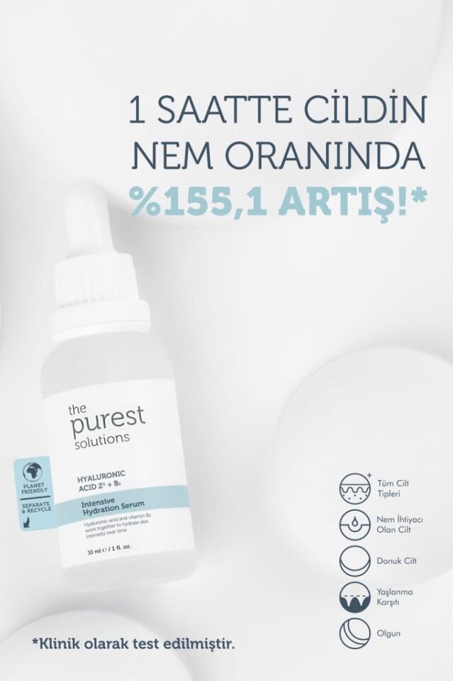 The Purest Solutions Yoğun Nemlendirme ve Dolgunlaştırıcı Etkili Yenileyici Cilt Bakım Serumu (Hyaluronic Acid %2 + B5)
