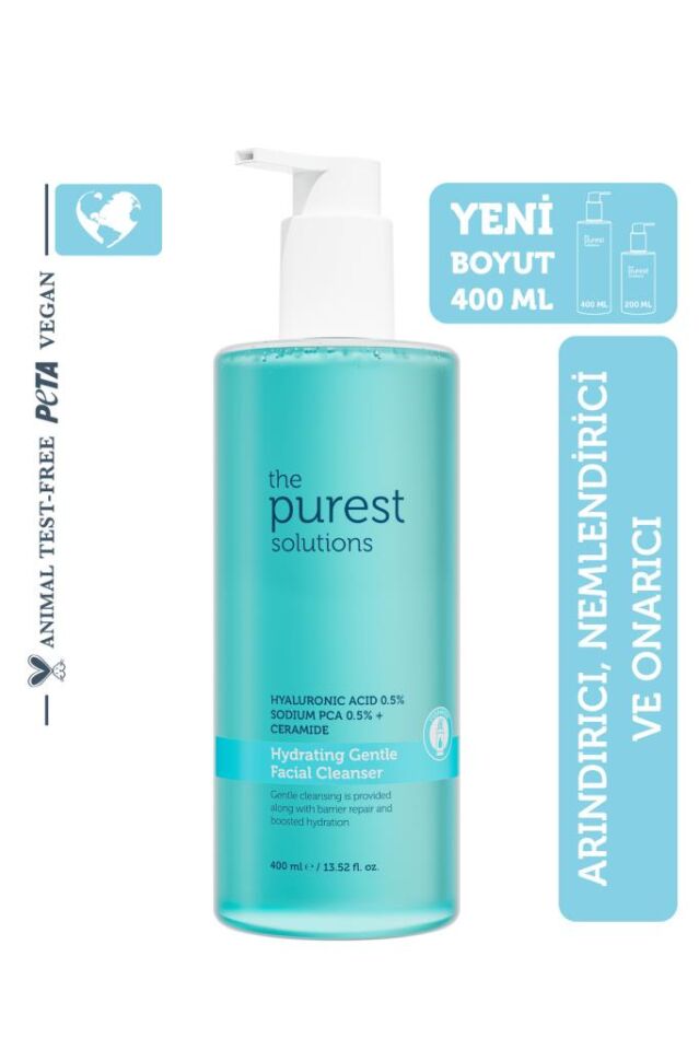 The Purest Solutions Kuru ve Karma Ciltler İçin Nemlendirici Ve Bariyer Onarıcı Hyalüronik Asit Yüz Temizleme Jeli 400 ml