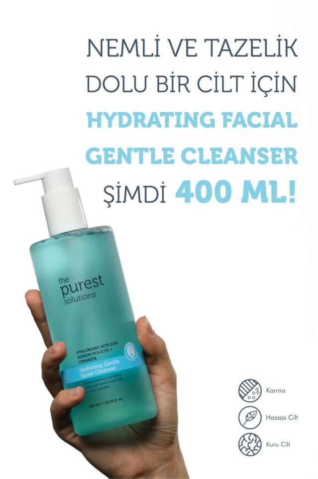 The Purest Solutions Kuru ve Karma Ciltler İçin Nemlendirici Ve Bariyer Onarıcı Hyalüronik Asit Yüz Temizleme Jeli 400 ml