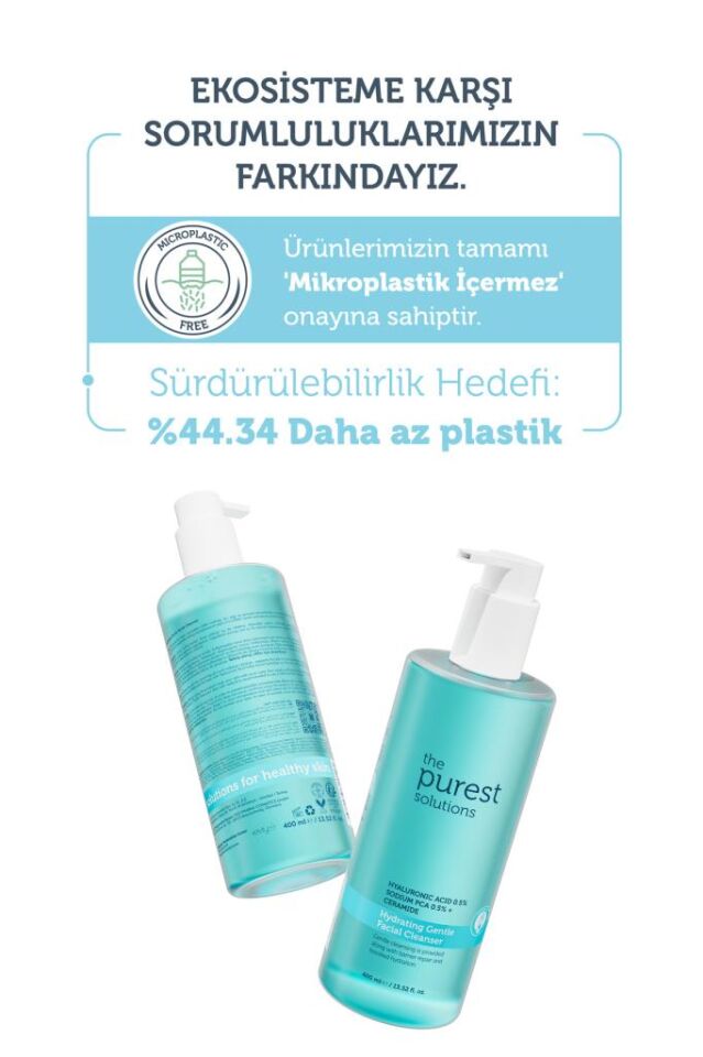 The Purest Solutions Kuru ve Karma Ciltler İçin Nemlendirici Ve Bariyer Onarıcı Hyalüronik Asit Yüz Temizleme Jeli 400 ml