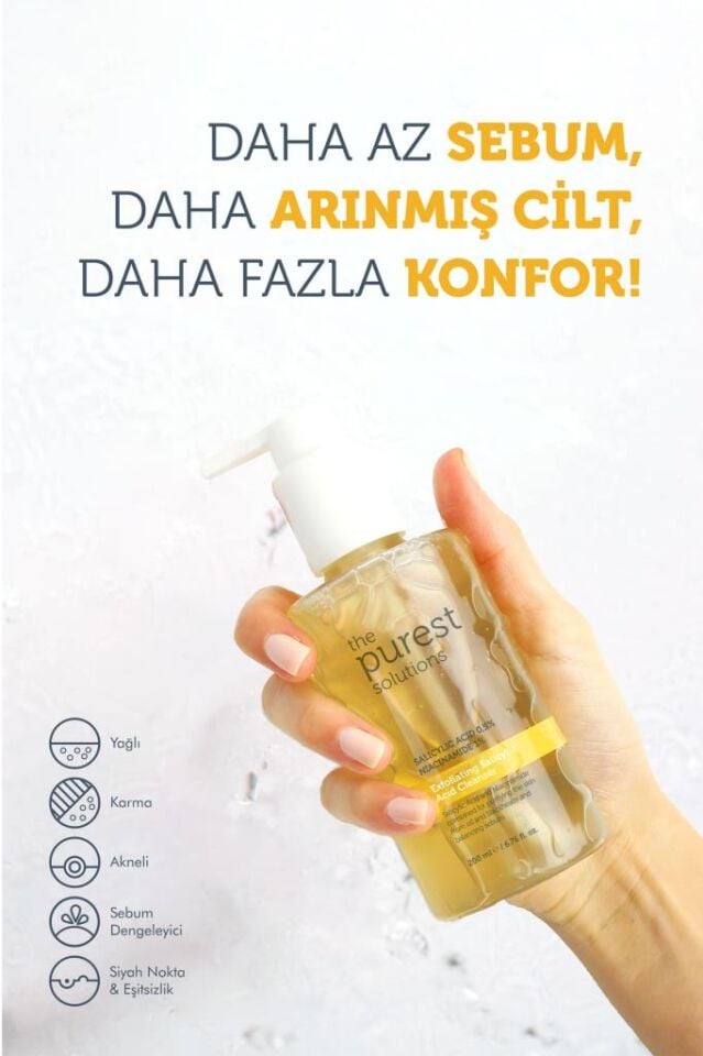 The Purest Solutions Yağlı Ve Karma Ciltler Için Sivilce Ve Siyah Nokta Karşıtı Temizleme Jeli 200 Ml