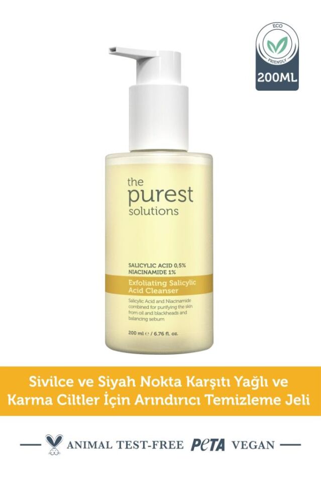 The Purest Solutions Yağlı Ve Karma Ciltler Için Sivilce Ve Siyah Nokta Karşıtı Temizleme Jeli 200 Ml