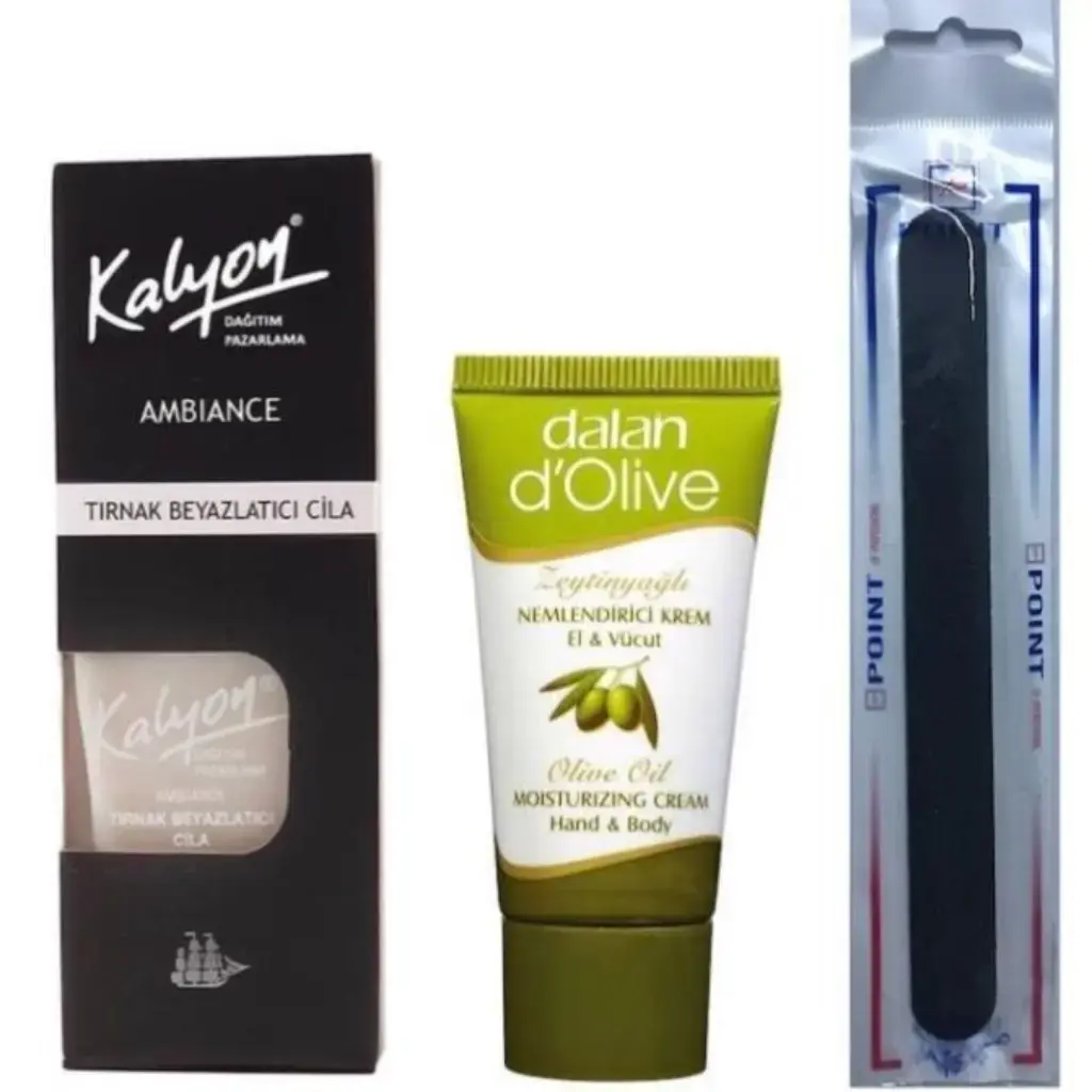 Kalyon Tırnak Beyazlatıcı Cila + Dalan Krem 20 Ml + Tırnak Törpüsü