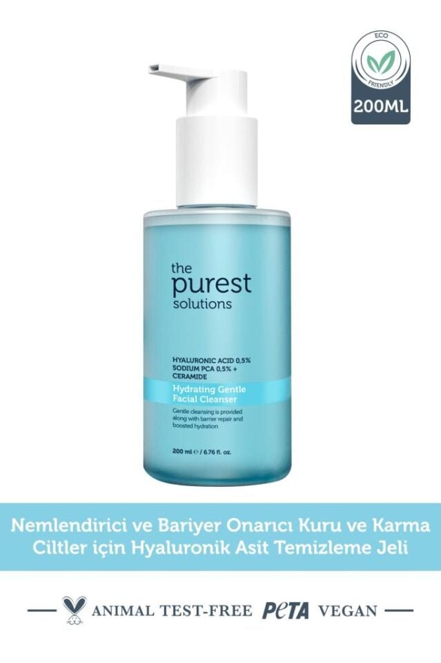 The Purest Solutions Kuru ve Karma Ciltler için Nemlendirici ve Bariyer Onarıcı Temizleme Jeli 200 ml