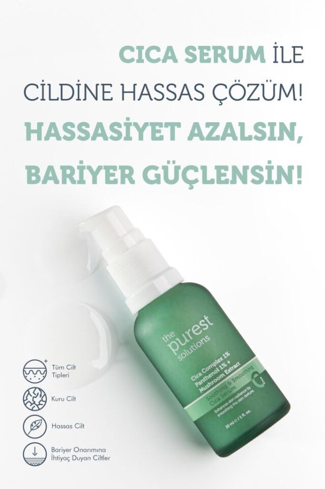 The Purest Solutions Hassas Ciltler İçin Kızarıklık Karşıtı ve Bariyer Onarıcı Cica Serum 30 ml