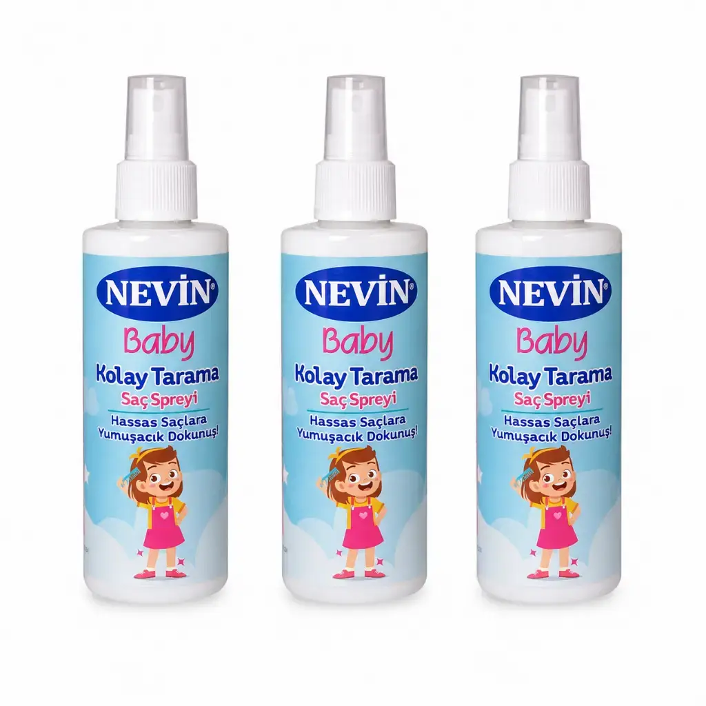 Nevin Kolay Tarama Saç Spreyi Panthenol Özlü 200 ml 3 adet çocuk saç bakım ve tarama spreyi