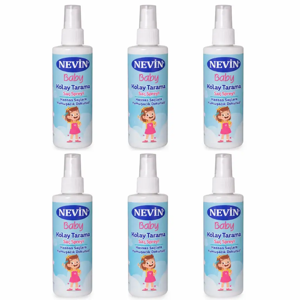 Nevin Kolay Tarama Saç Spreyi Panthenol Özlü 200 ml 6 adet çocuk saç bakım ve tarama spreyi