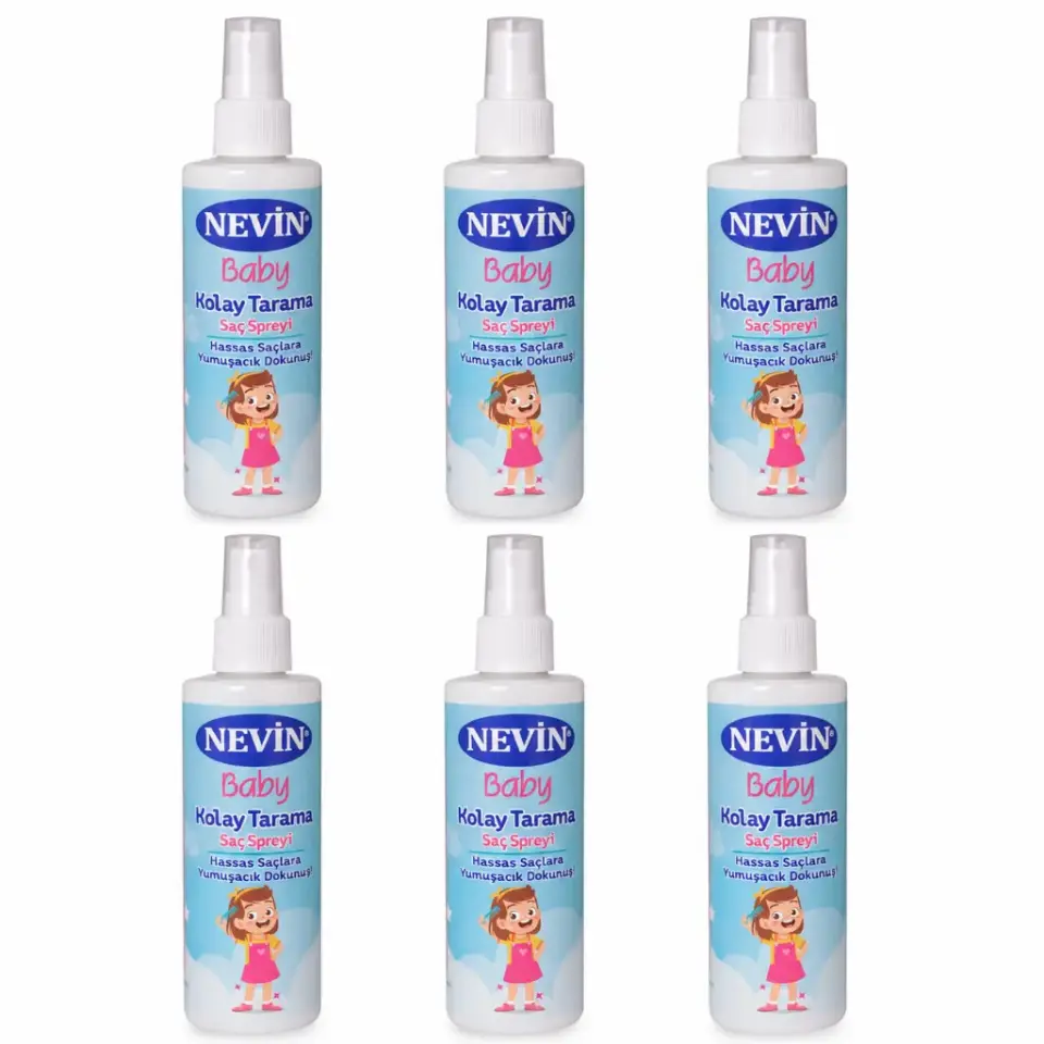 Nevin Kolay Tarama Saç Spreyi Panthenol Özlü 200 ml 6 adet çocuk saç bakım ve tarama spreyi