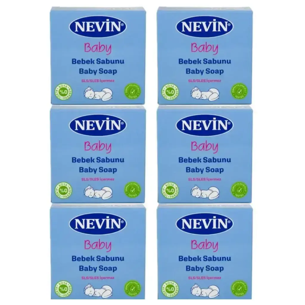Nevin Bebek Sabunu 100 gr 6 adet sekizgen kalıp saç ve vücut temizliği için bebek sabunu