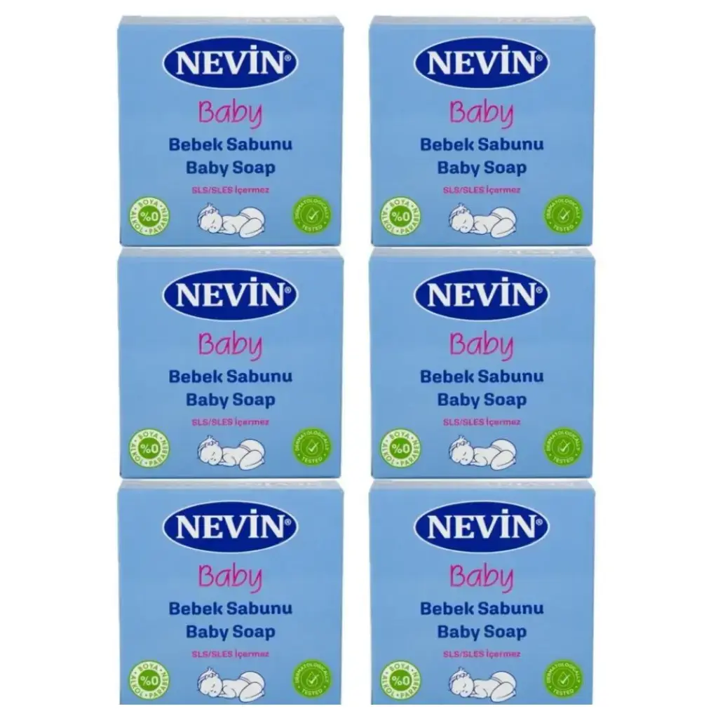 Nevin Bebek Sabunu 100 gr 6 adet sekizgen kalıp saç ve vücut temizliği için bebek sabunu