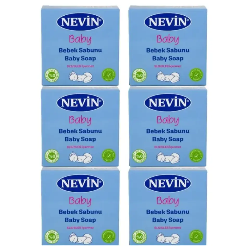 Nevin Bebek Sabunu 100 gr 6 adet sekizgen kalıp saç ve vücut temizliği için bebek sabunu