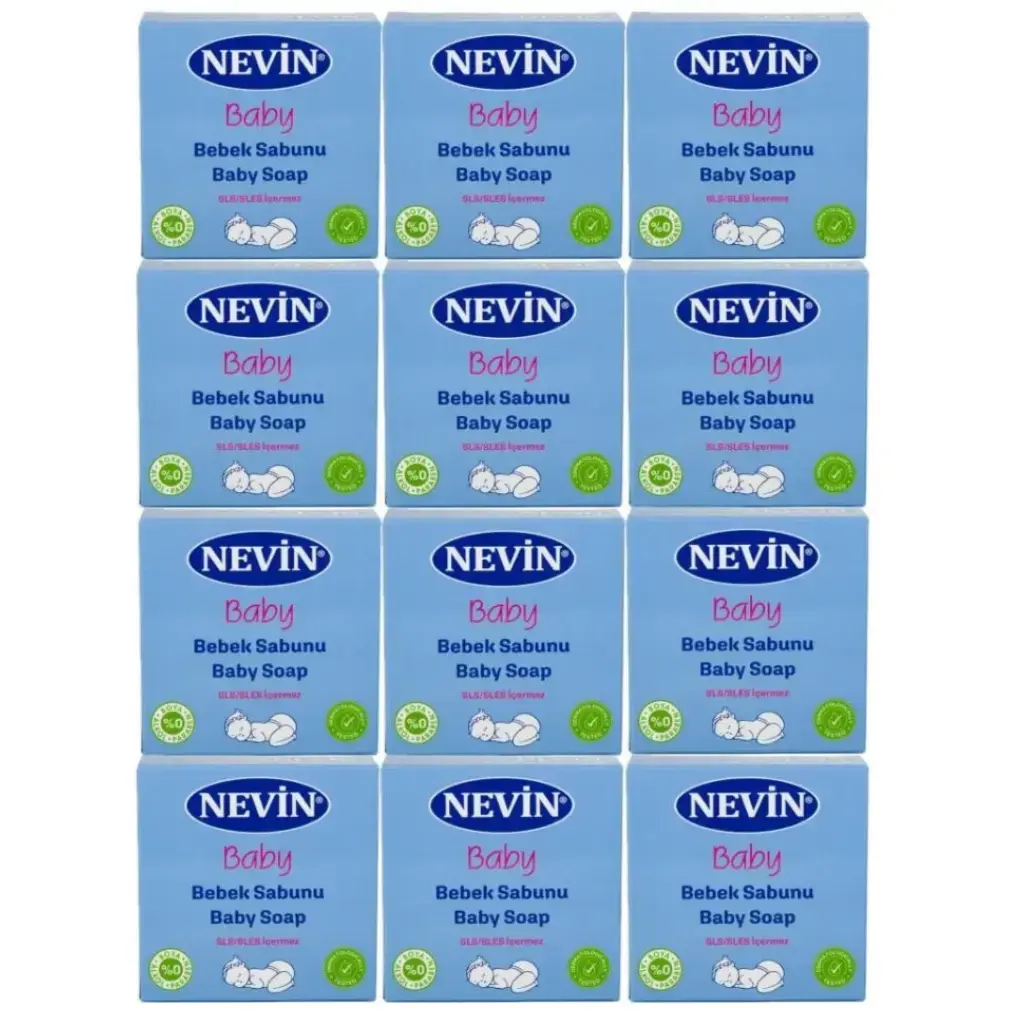 Nevin Bebek Sabunu 100 gr 12 adet sekizgen kalıp saç ve vücut temizliği için bebek sabunu