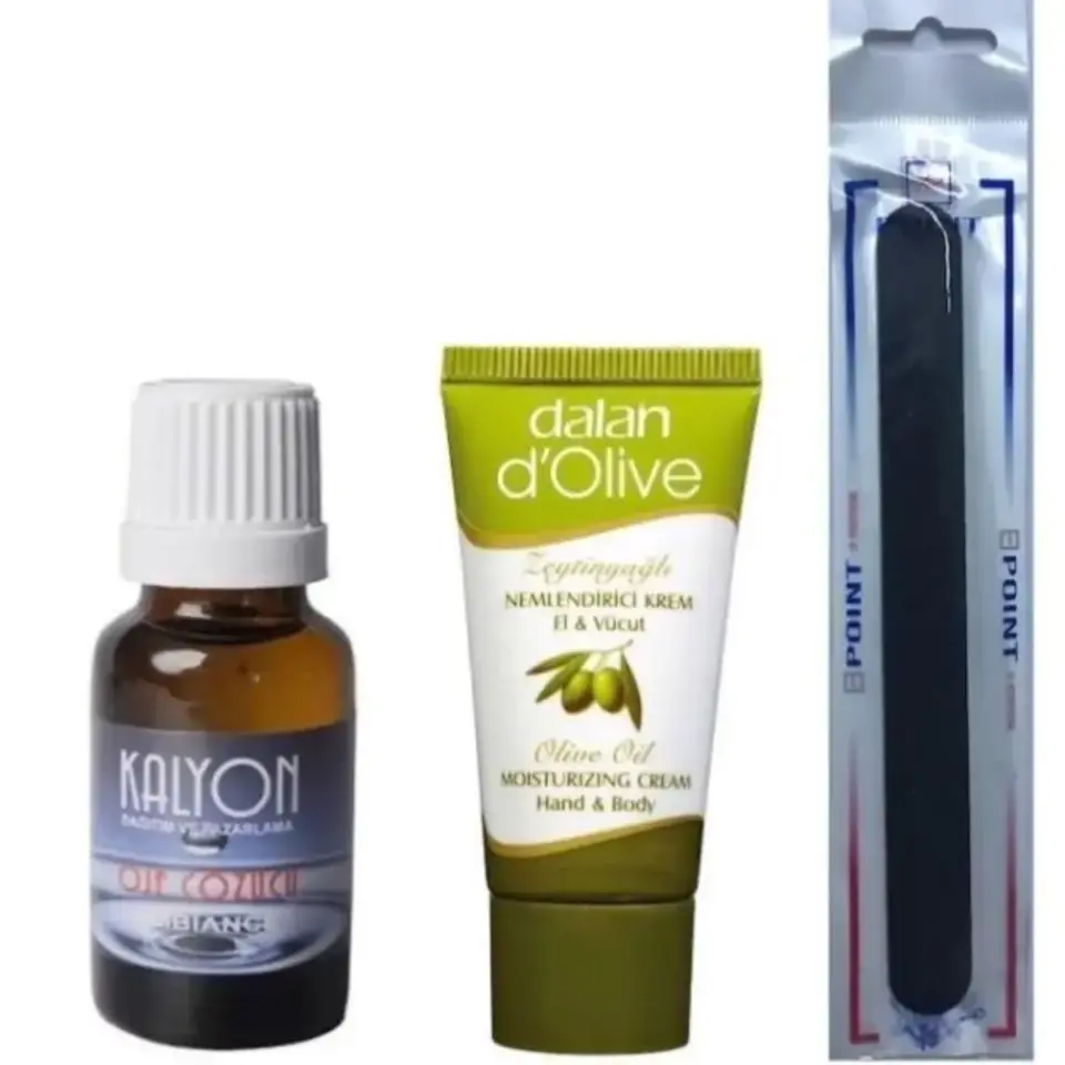 Kalyon Oje Çözücü + Dalan Krem 20 Ml + Tırnak Törpüsü