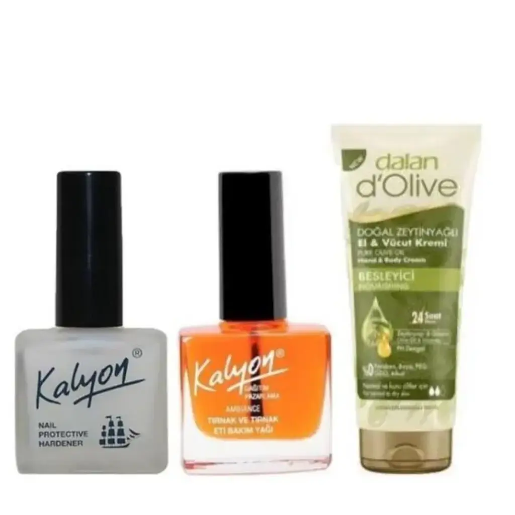 Kalyon Tırnak Sertleştirici + Kalyon Bakım Yağı + Dalan Tüp Krem 20 Ml 3'lü Set