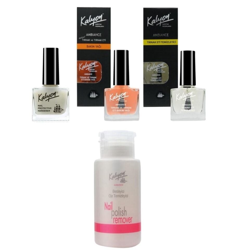Kalyon Tırnak Setleştirici+Bakım Yağı+Et Temizleyici+Pompalı Aseton 200Ml