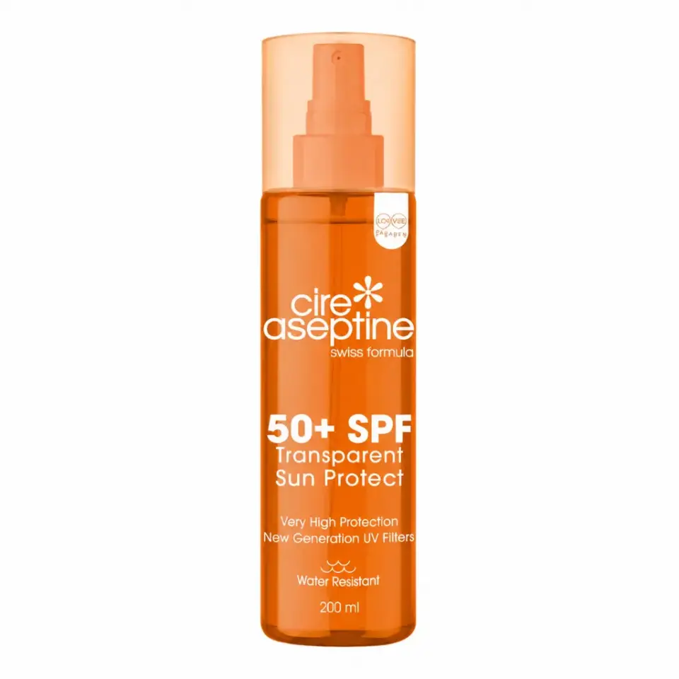 Cire Aseptine Transparent Sun Protect SPF50+ leke karşıtı şeffaf iz bırakmayan güneş kremi 200 ml