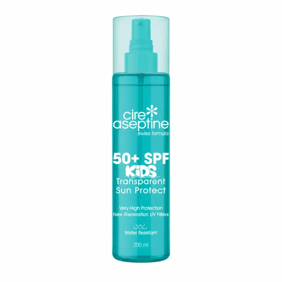 Cire Aseptine Kids SPF50+ yüksek korumalı şeffaf çocuk güneş koruyucu krem 200 ml
