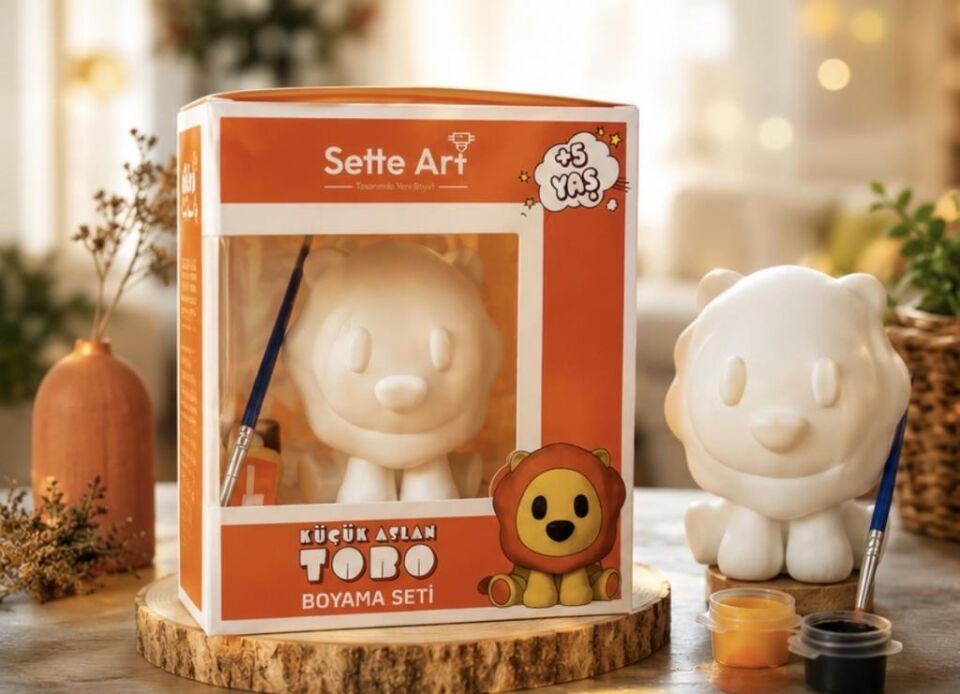 Sette Art Aslan Tobo Boyama Seti 5+Yaş Boya ve Fırça Dahil