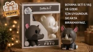 Sette Art Küçük Gergedan Fofu Boyama Seti 5+Yaş Boya ve Fırça Dahil