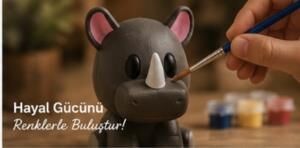 Sette Art Küçük Gergedan Fofu Boyama Seti 5+Yaş Boya ve Fırça Dahil