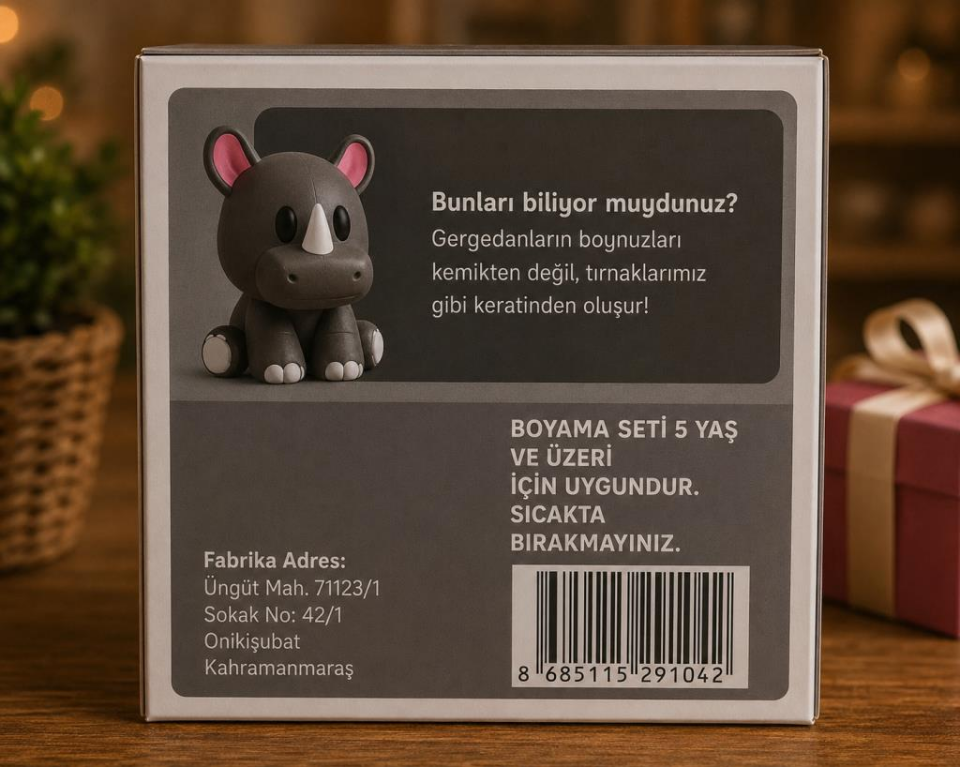 Sette Art Küçük Gergedan Fofu Boyama Seti 5+Yaş Boya ve Fırça Dahil