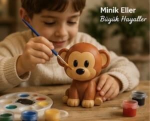 Sette Art Küçük Maymun Poko Boyama Seti 5+Yaş Boya ve Fırça Dahil