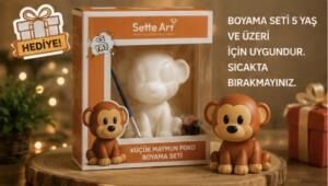 Sette Art Küçük Maymun Poko Boyama Seti 5+Yaş Boya ve Fırça Dahil