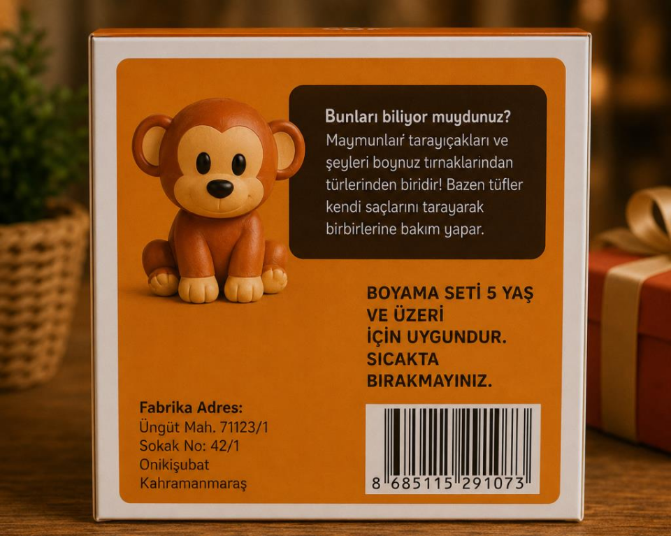 Sette Art Küçük Maymun Poko Boyama Seti 5+Yaş Boya ve Fırça Dahil