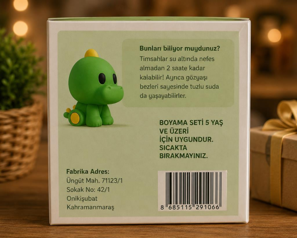 Sette Art Küçük Timsah Fuko Boyama Seti 5+Yaş Boya ve Fırça Dahil